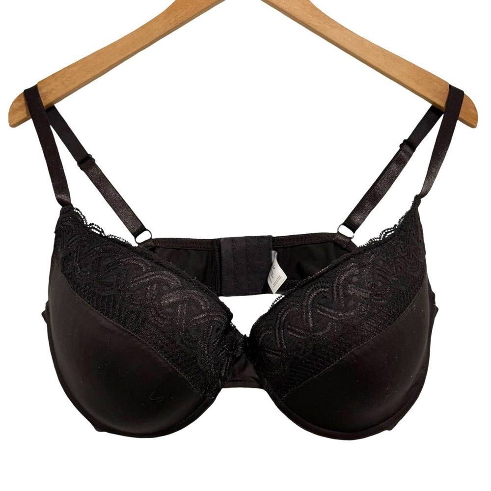 Delta Burke‎ Black Lace Trim Underwire Bra Full Coverage 40D Style 2828-16